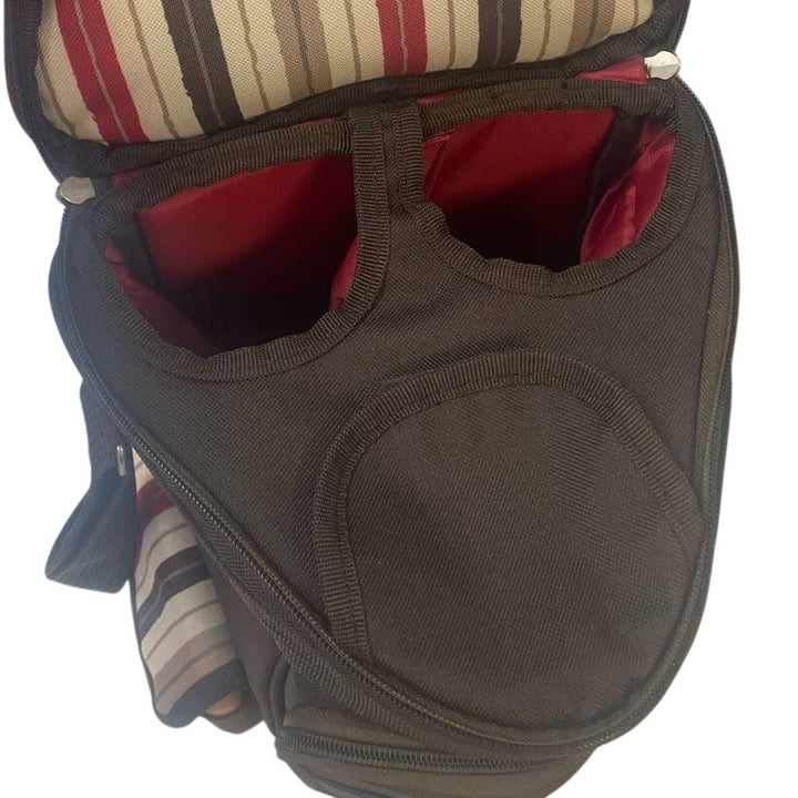 NEW Picnic Time Meritage Insulated Triangular Cooler Picnic Tote w Utensils MOKA