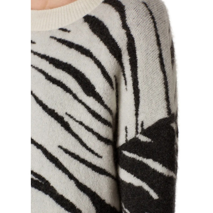 Rails Womens XXL Gray Black White Tiger Stripe Long Sleeve Crew Neck Sweater