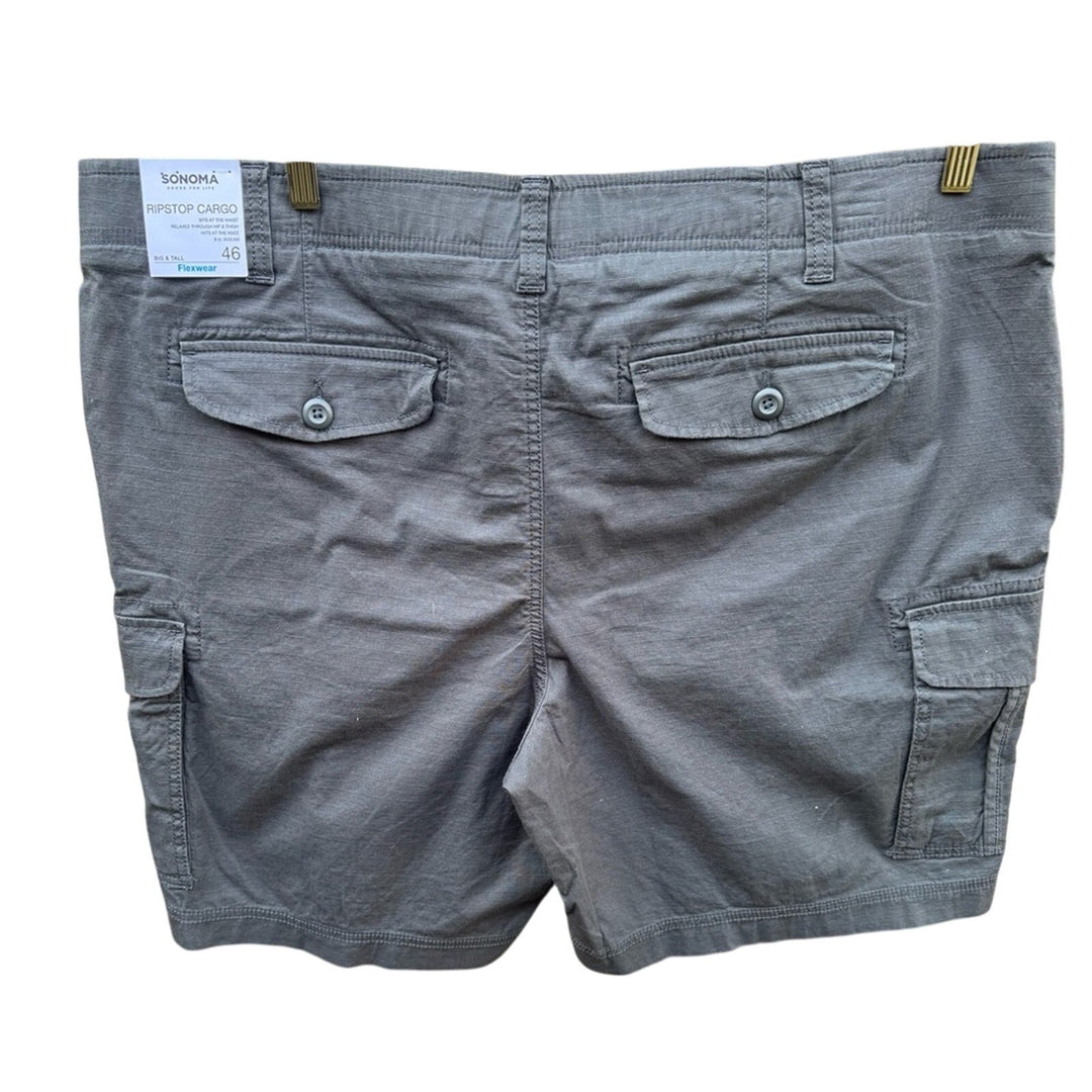 NWT New Sonoma Goods for Life Mens Size 46 Gray Ripstop Cargo Shorts w 9" Inseam