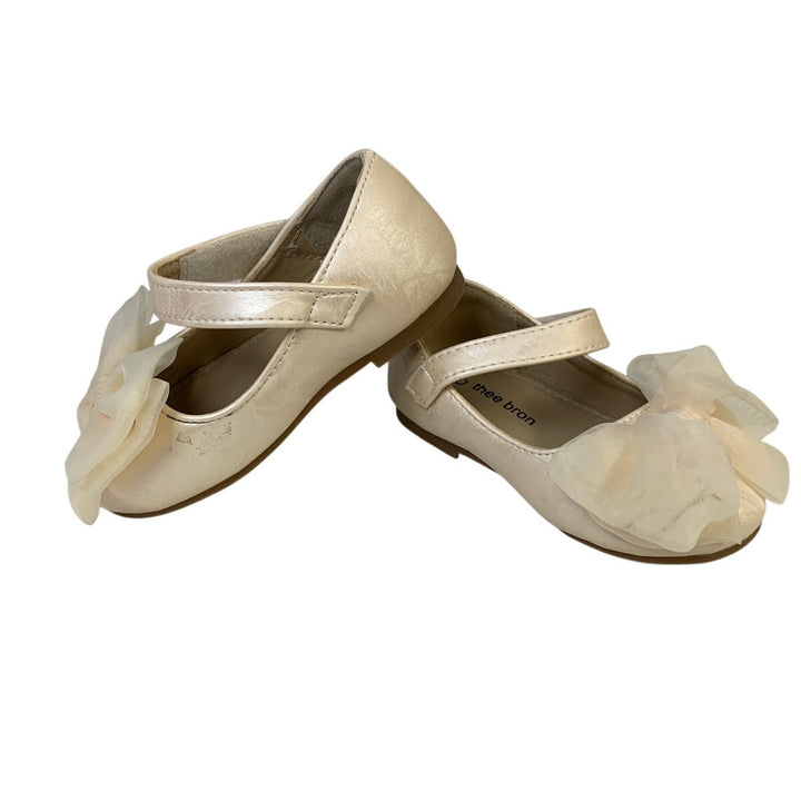 Thee Bron Toddler Girls Size 6 Beige Mary Jane Closed Round Toe Bow Shoes