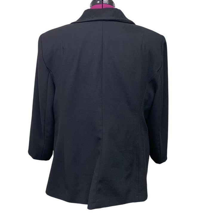Karen Scott Womens Plus Size 22W 3 Button Black Career Polyester Suit Jacket