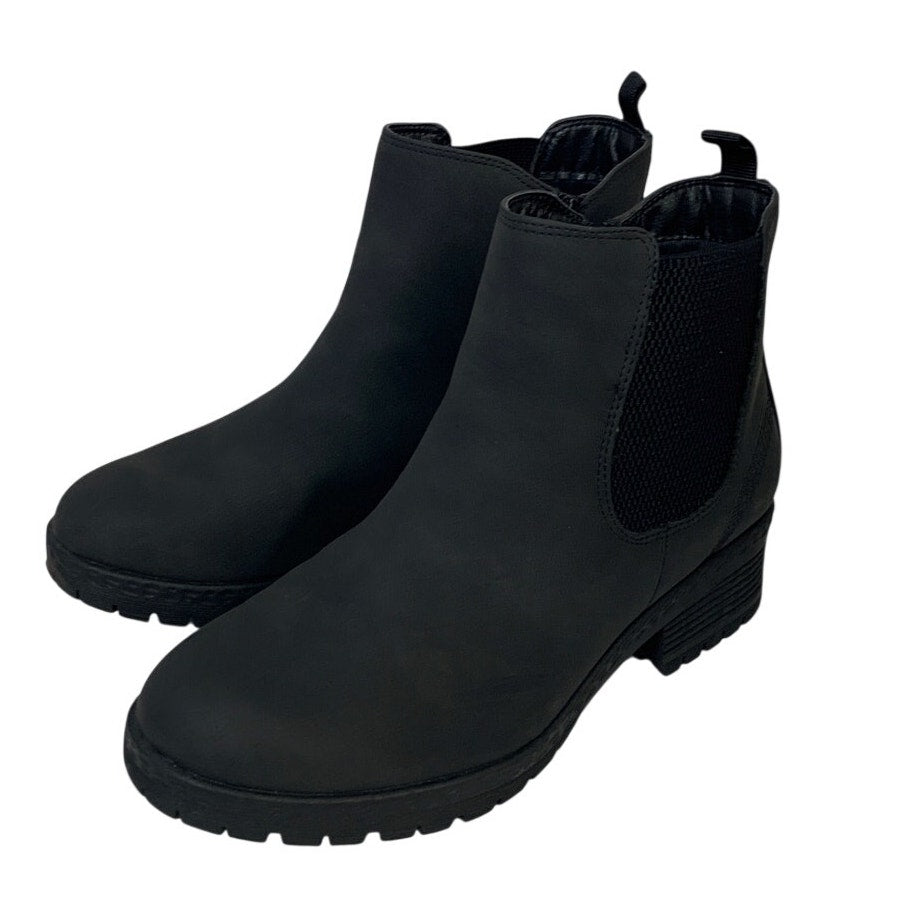 Mysoft Womens Size 7.5W Black 1.5" Heel Chelsea Ankle Boots Round Toe Shoes