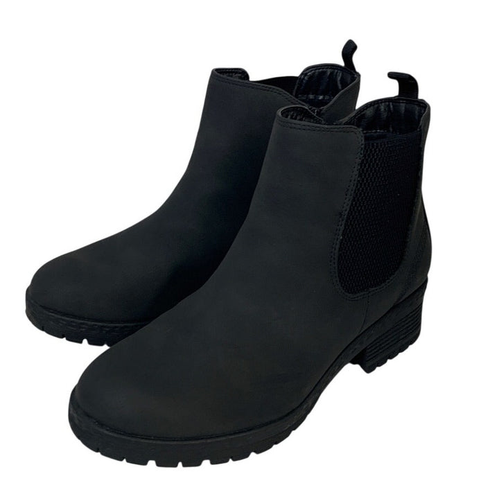 Mysoft Womens Size 7.5W Black 1.5" Heel Chelsea Ankle Boots Round Toe Shoes