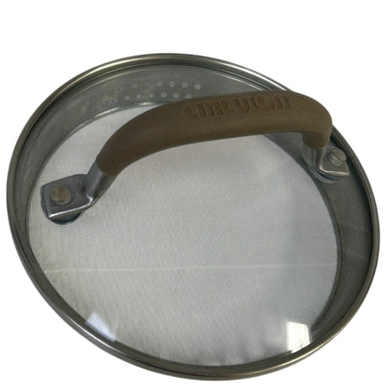 Circulon Small Brown Handle Glass Saucepan Cooking Pot Lid w Strainer Lip