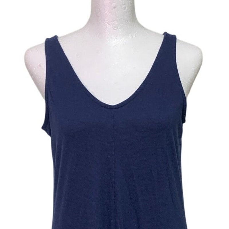 Old Navy Womens Medium Navy Blue Straight Sleeveless V Neck High Low Midi Dress