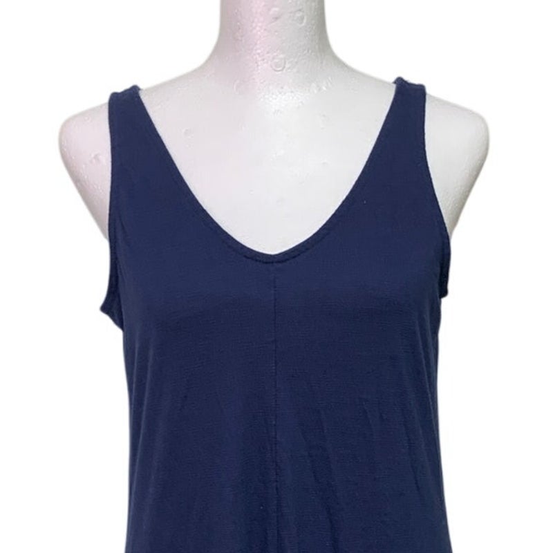 Old Navy Womens Medium Navy Blue Straight Sleeveless V Neck High Low Midi Dress