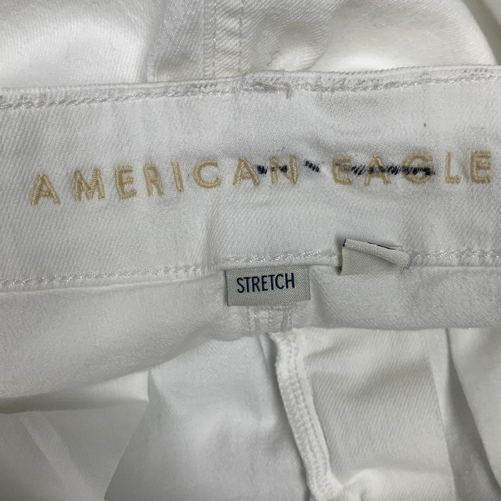 New American Eagle Womens Size 4 White Cotton Blend Stovepipe Crop Denim Jeans
