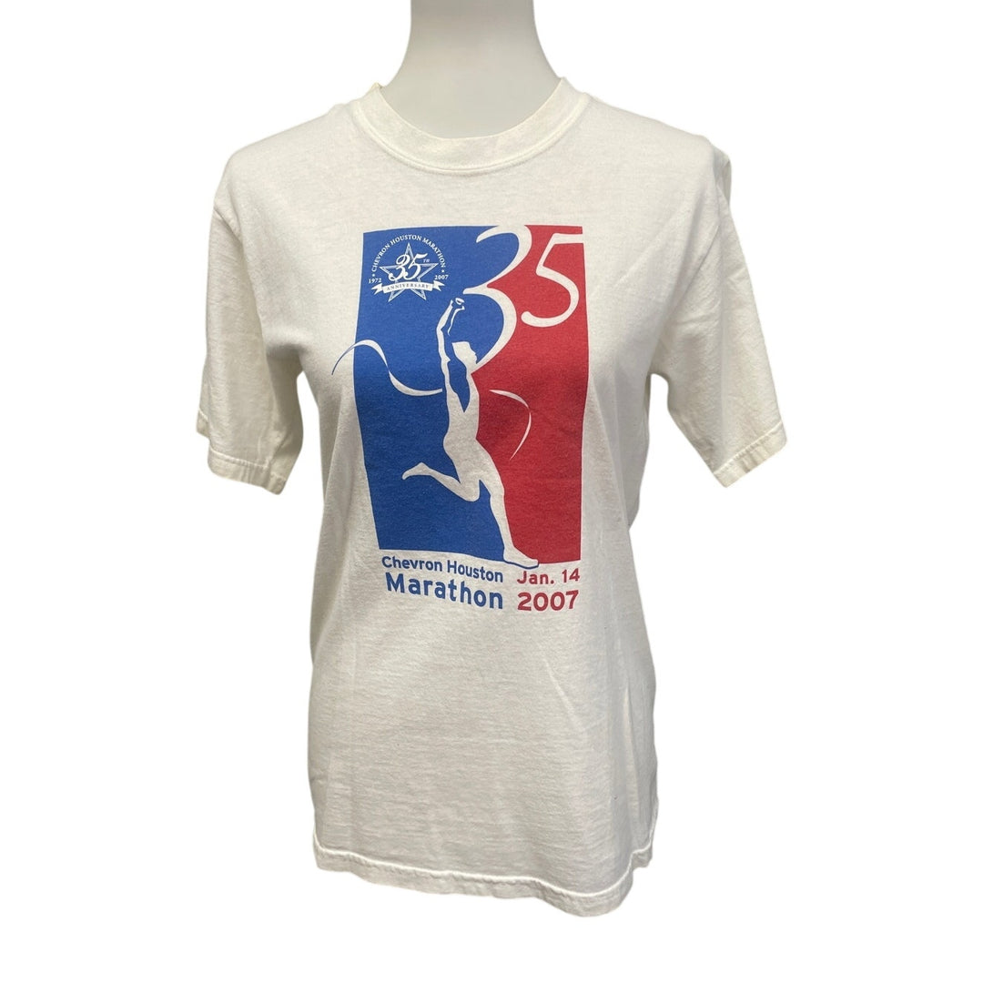 2007 Anvil Mens Small Chevron Houston Marathon Short Sleeve Crew Neck Tee Shirt