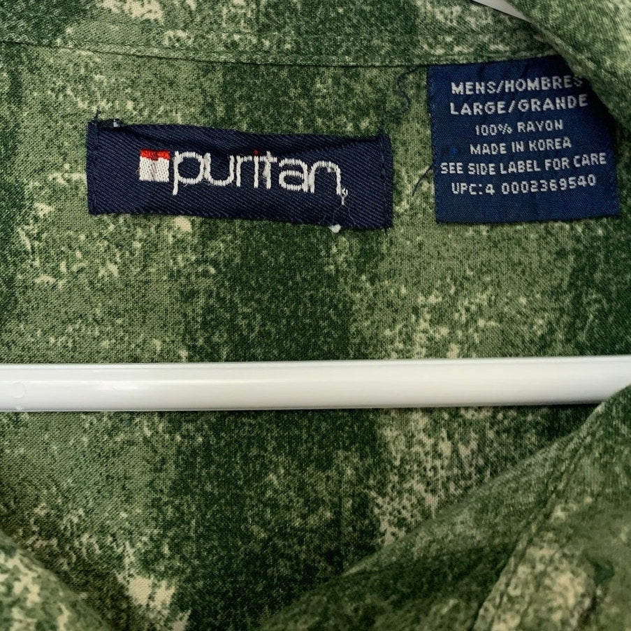 Lot of 2 Puritan Claiborne Mens Large Bamboo Short Sleeve Button Up Shirts