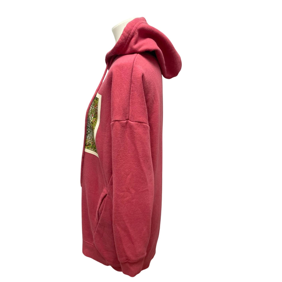 Hand Printed Upcycled Womens Small Vintage Sunroom Ceiling Sweatshirt Hoodie