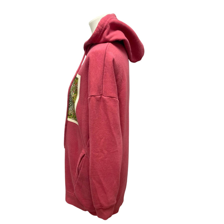 Hand Printed Upcycled Womens Small Vintage Sunroom Ceiling Sweatshirt Hoodie