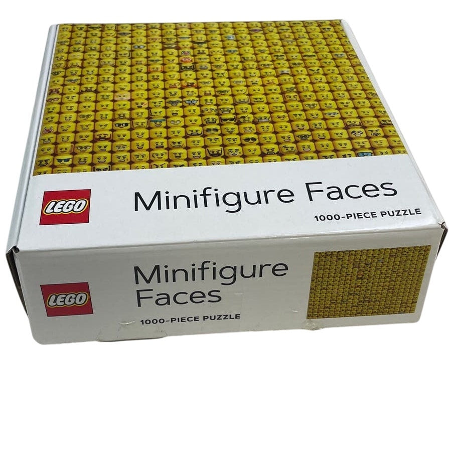 Lego 1000 Piece Minifigure Faces 25" by 20" Yellow Cardboard Jigsaw Puzzle