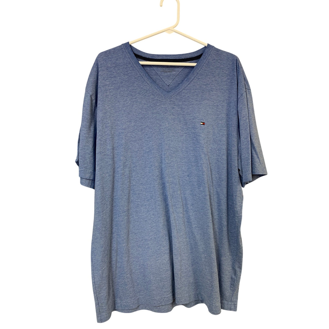 Lot of 2 Tommy Hilfiger Mens XXL Blue Heathered Short Sleeve V Neck Tee Shirts