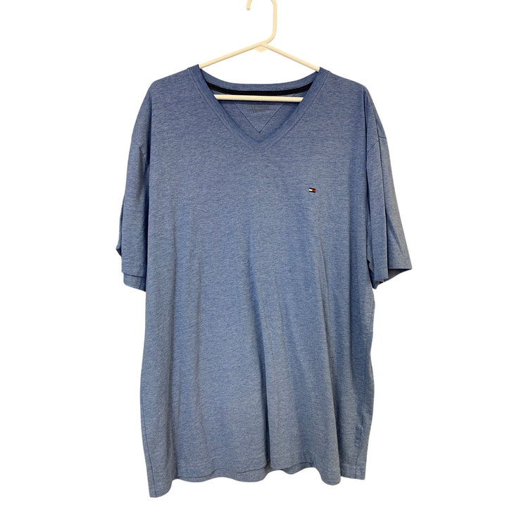 Lot of 2 Tommy Hilfiger Mens XXL Blue Heathered Short Sleeve V Neck Tee Shirts