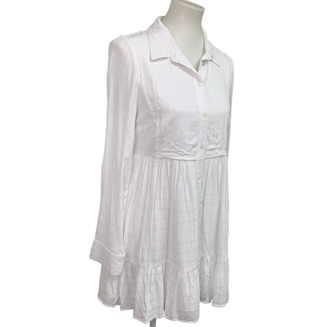 New American Eagle Womens Small Long Sleeve Front Button Collared Shirt Dress