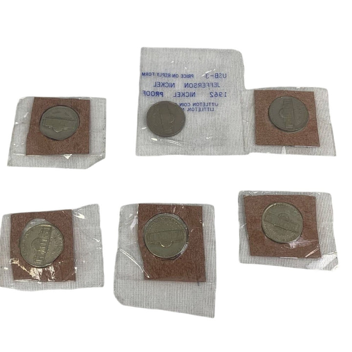 Lot of 6 Vintage 1948 1962 1964 1974 1976D 1977D Silver Jefferson Nickels