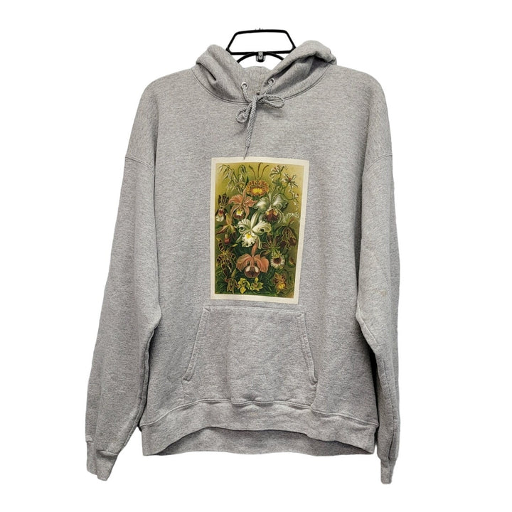 Hand-Printed Orchid Botanical Hoodie, Women&