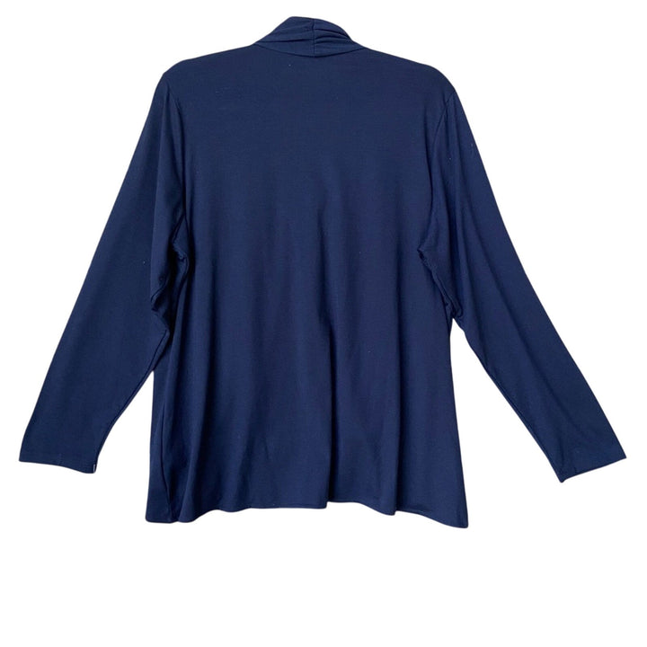 NWT New Croft &amp; Barrow Womens 1X Navy Blue Long Sleeve Striped Layered Look Top