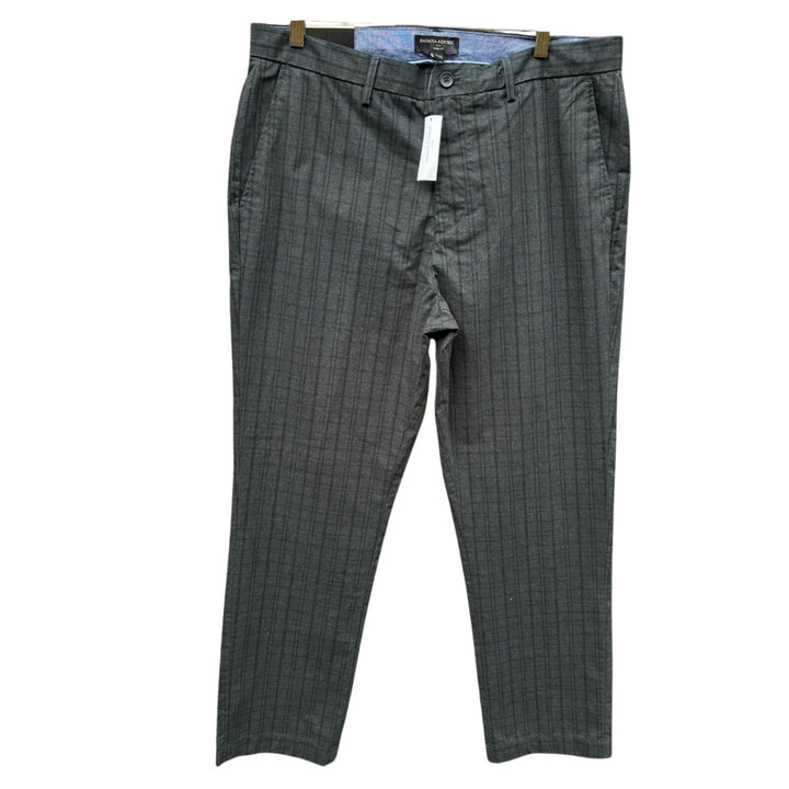 NWT New Banana Republic Mens 36X32 Aiden Fit Gray Plaid Flat Front Trouser Pants