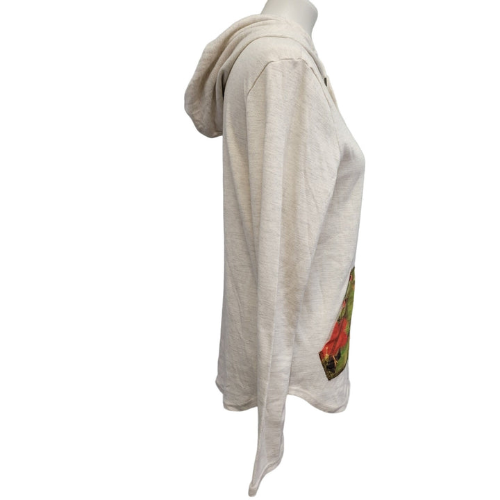 On The Byas Womens Small Long Sleeve Quarter Button Pullover Hooded Sweatshirt