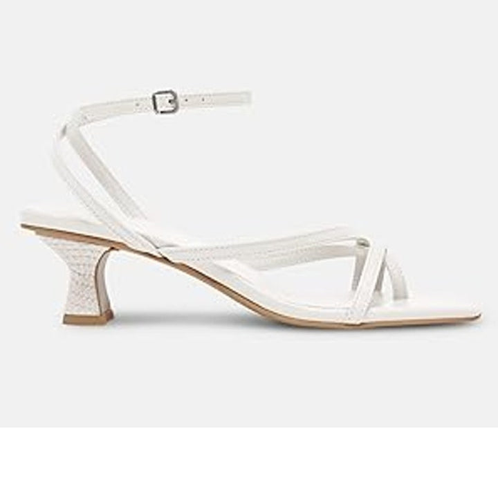 Juliet Holy Womens Size 8 White Open Toe 2.5" Heel Ankle Strap Sandal Shoes
