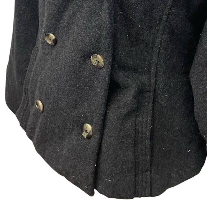 Coffee Shop Womens Large Gray Wool Blend Double Breasted Long Sleeve Pea Coat