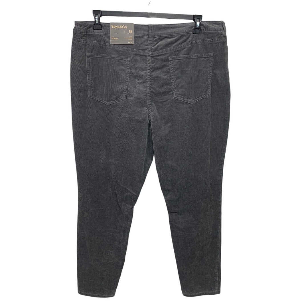 NWT New Style &amp; Co Womens Size 18 Mid Rise Curvy Skinny Stretch Corduroy Pants