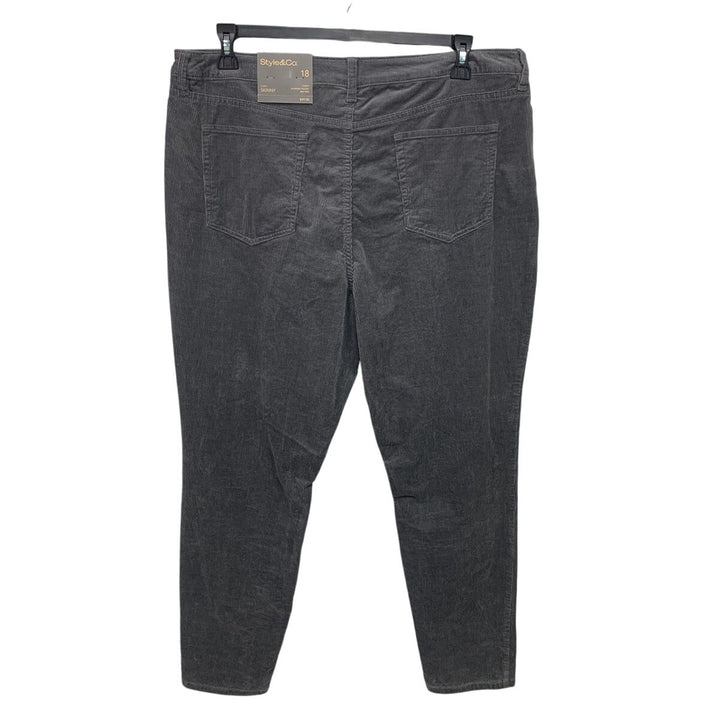 NWT New Style &amp; Co Womens Size 18 Mid Rise Curvy Skinny Stretch Corduroy Pants