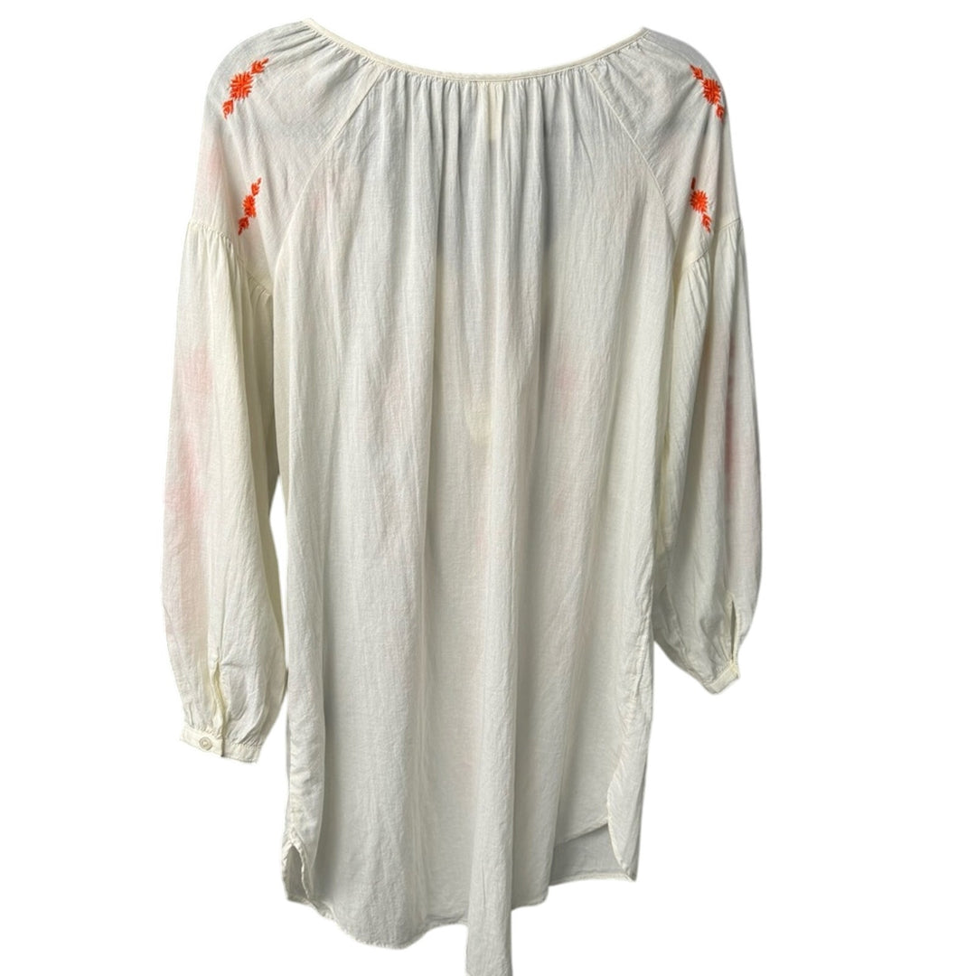 H&amp;M Womens Size 4 Embroidery Geometric Floral Sheer Long Sleeve Boho Tunic Dress