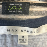 2 Shannon Ford Max Studio Womens Medium Short Sleeve Boho Stripe Blouse Top