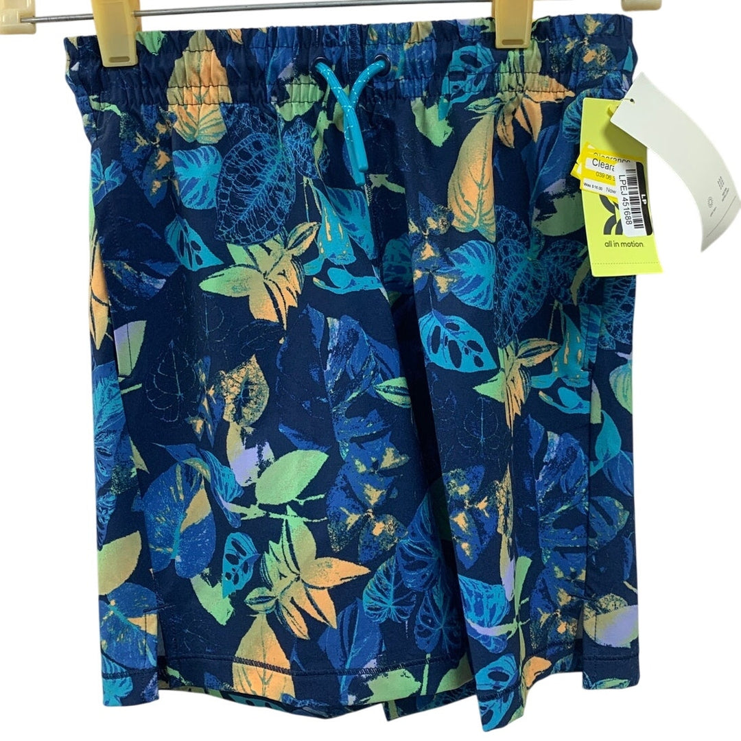 New All In Motion Boys Small (6/7)Tropical Floral UPF 50+ Unlined Swim Trunks