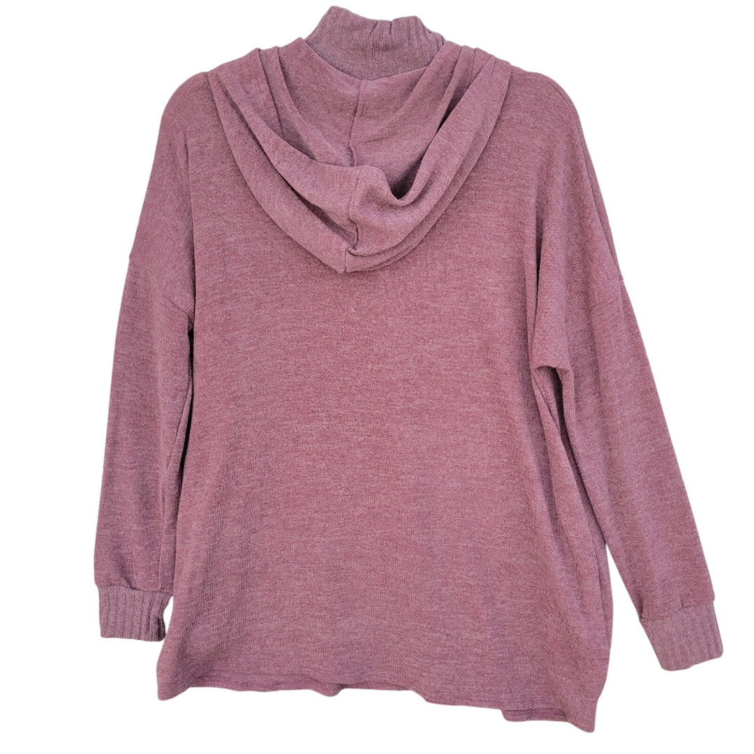 New Mitto Shop Womens Medium Dark Mauve Turtleneck Sweater Hoodie With Pockets