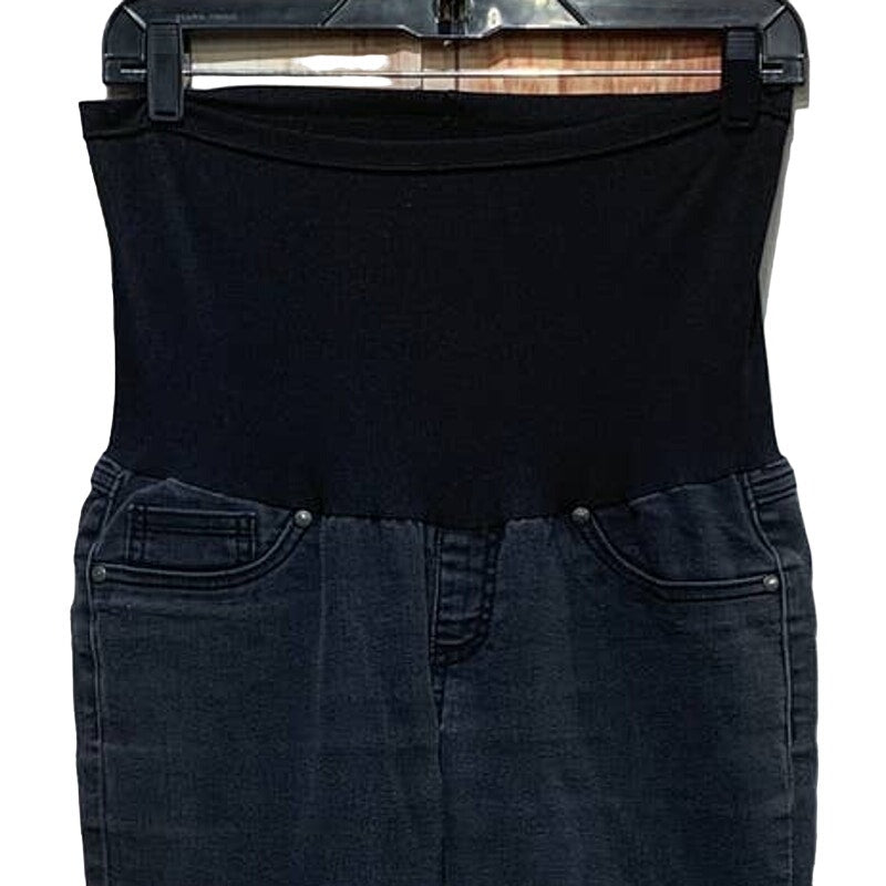 Blue Spice Medium Maternity Stretch Panel Cotton Blend Black Denim Tapered Jeans