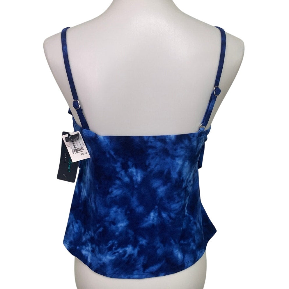 NWT New Aqua Green Womens Medium Tie Dye Adjustable Strap Swim Tank Top ONLY
