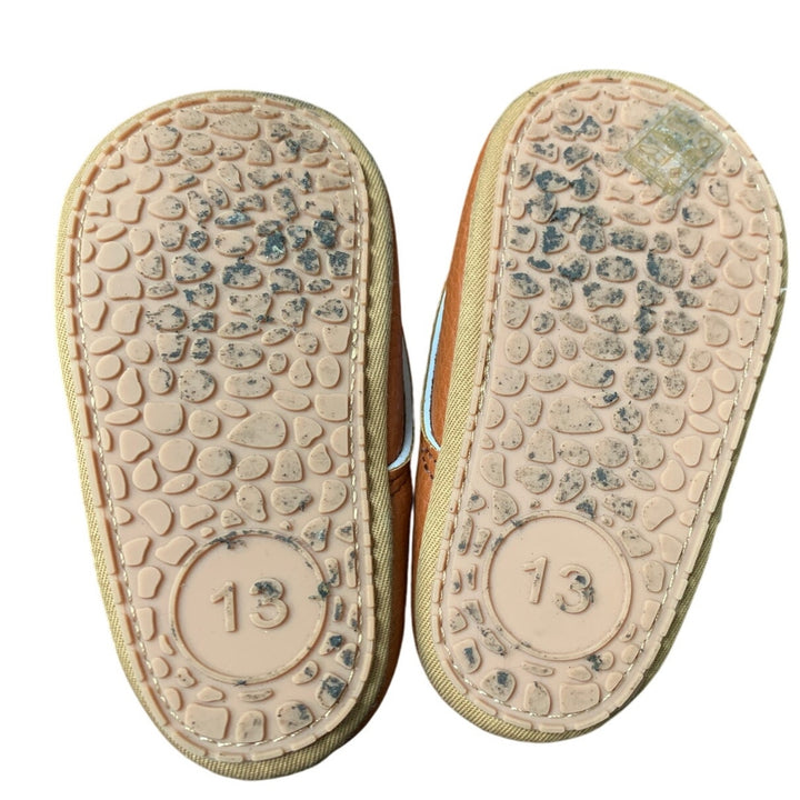 HsdsBebe Baby Boys 12-18 Months Brown Sneakers Hook &amp; Loop Closure Oxford Shoes