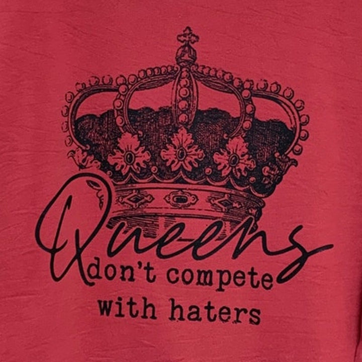 Upcycled Hand Printed Womens 3X Queens Dont Compete With Haters Crown Sweatshirt