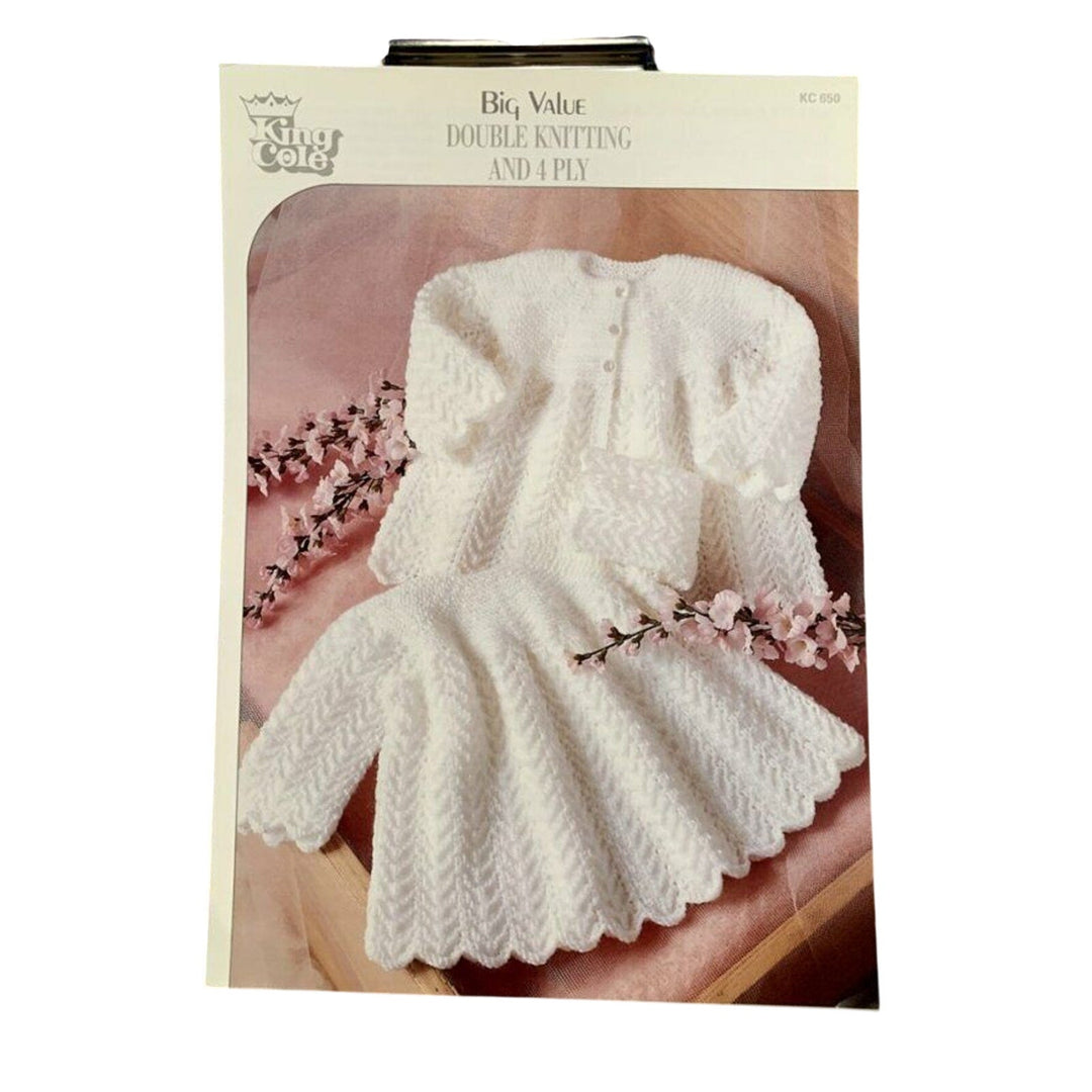 New King Cole KC650 Big Value DK Baby Dress &amp; Coat Sweater Knitting Pattern