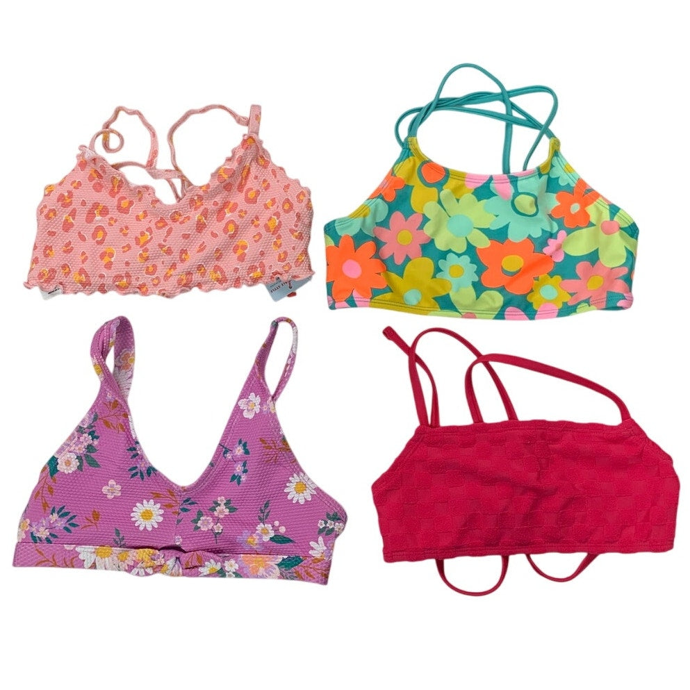 Lot of 4 New Cat &amp; Jack Art Class Girls Medium Floral Bikini Swim Tops ONLY
