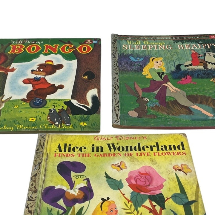 Vintage 1948 1951 1957 Walt Disney Bongo Sleeping Beauty Alice Wonderland Books