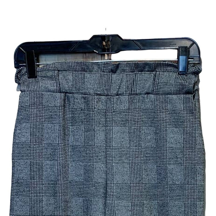 Ambiance Small Houndstooth Plaid Black White Paper Bag Elastic Waist Pants