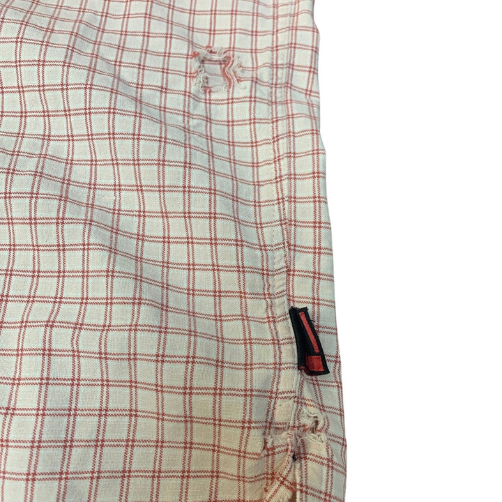 Vintage 1990s FUBU Mens XL Short Sleeve Cotton Blend Button Up Shirt Small Hole