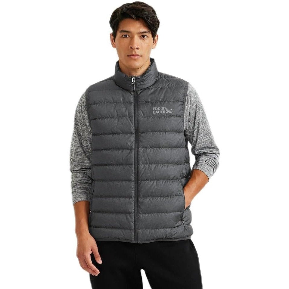 New Eddie Bauer Mens Medium Smoke Gray CirrusLite 650FP Down Zip Up Puffer Vest