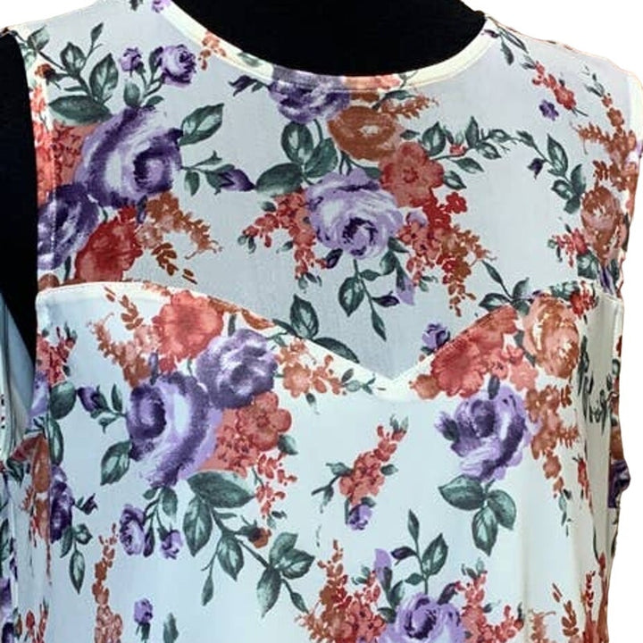 Apt 9 Large Long Sheer Lined Floral Sleeveless Polyester Blend Washable Tank Top