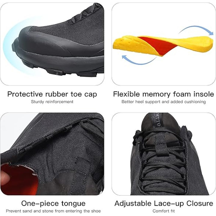 Humtto Mens Size 12 Black Outdoor Hiking Sneakers Lace Up Waterproof Shoes