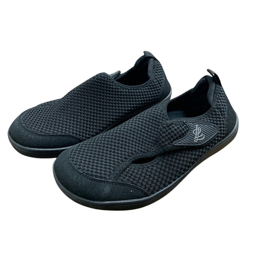 LeIsfIt Womens 10.5 Black Mesh Wide Diabetic Adjustable Barefoot Walking Shoes