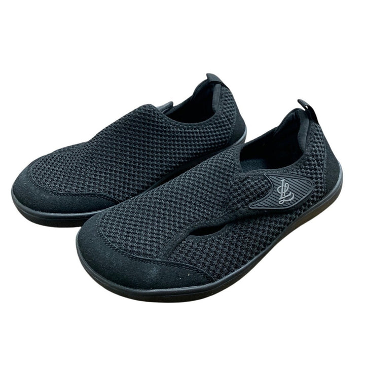 LeIsfIt Womens 10.5 Black Mesh Wide Diabetic Adjustable Barefoot Walking Shoes