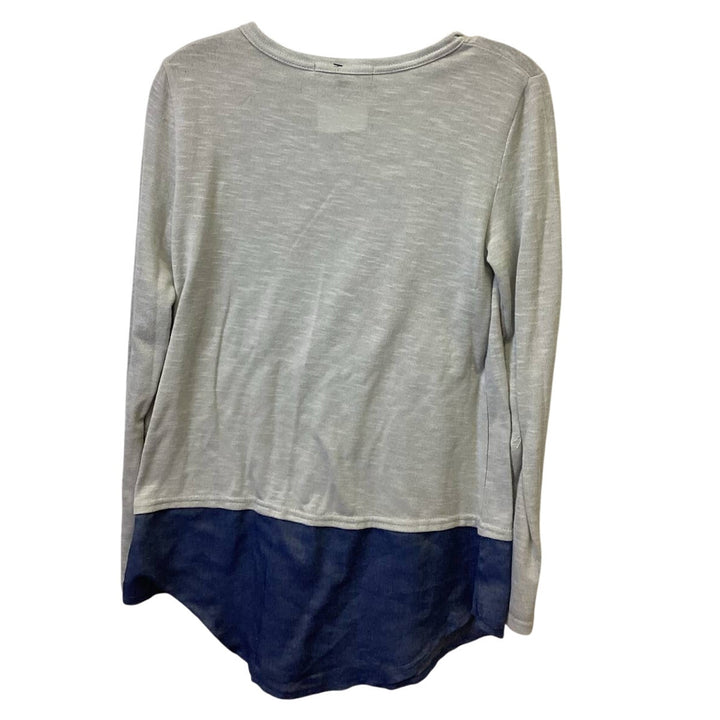 Upcycled Hand Printed Girls Small Long Sleeve Hydrangea Pocket Sweater Shirt
