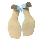 Womens 9.5 White 3.5" Block Heel Pearl Ribbon Ankle Strap Open Toe Wedding Shoes