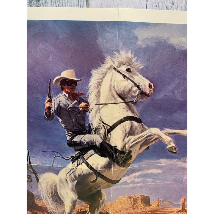 Vintage 1980 Lone Ranger Television Silver Tonto Good Luck Artwork Poster Print