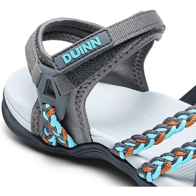 New Duinn Upfen Womens Size 6.5 Hook Loop Closure Black Hiking Sport Sandals